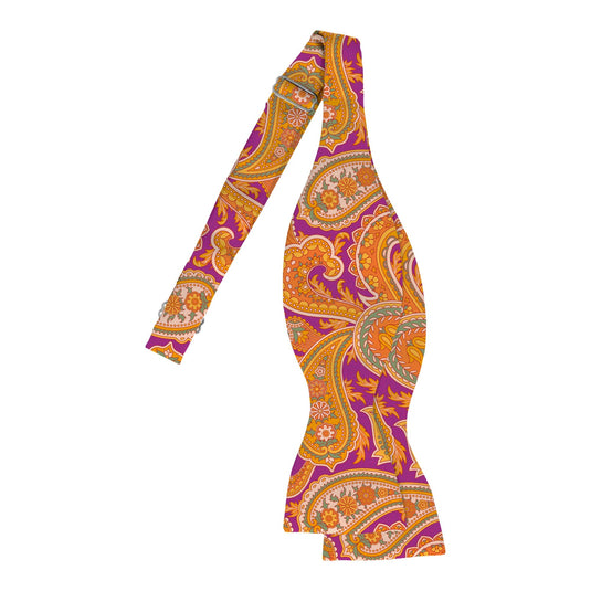 Bold Orange & Fuchsia Pink Paisley Print Bow Tie