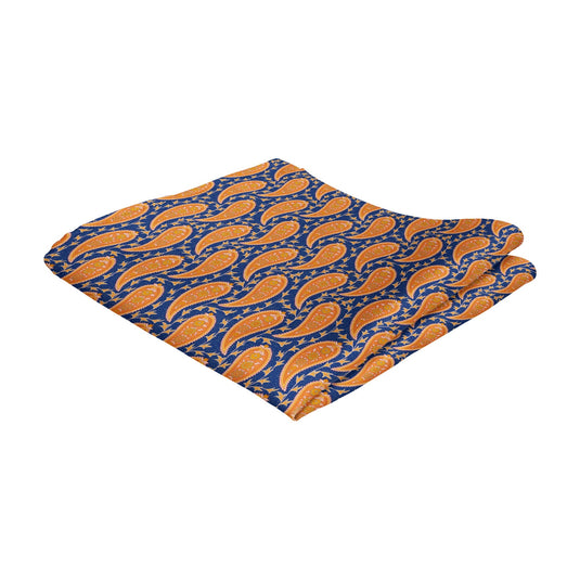 Bright Orange and Royal Blue Dancing Paisley Pocket Square