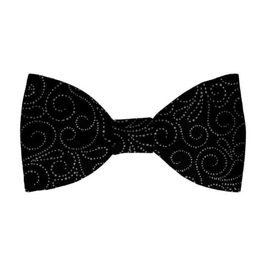 Swirled Dots Filigree Style Black Bow Tie