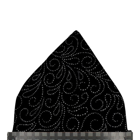 Swirled Dots Filigree Style Black Pocket Square