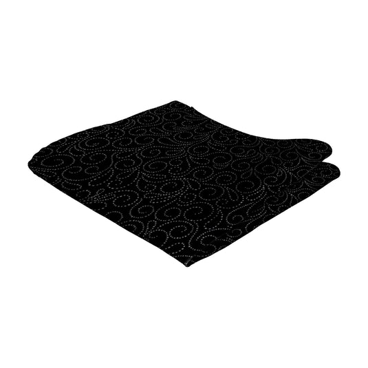 Swirled Dots Filigree Style Black Pocket Square