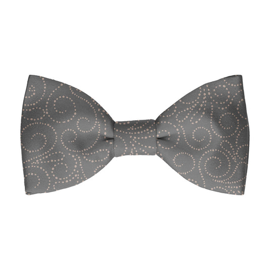 Swirled White Dots Mid Grey Bow Tie
