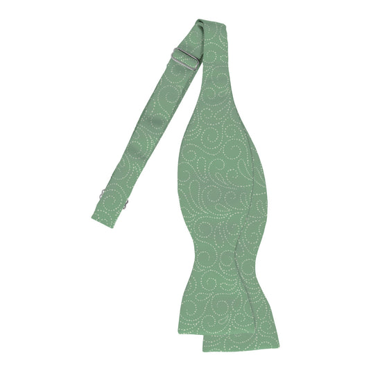 Swirled White Dots Soft Green Bow Tie