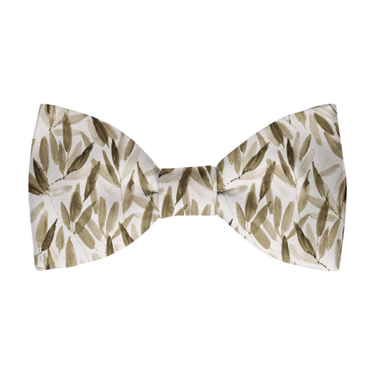 Abstract Watercolour Leaves Cream & Beige Bow Tie