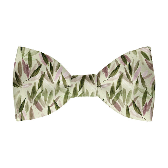 Abstract Watercolour Leaves Sage Green and Heather Bow Tie