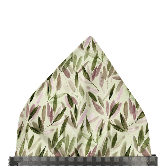 Abstract Watercolour Leaves Sage Green and Heather Pocket Square