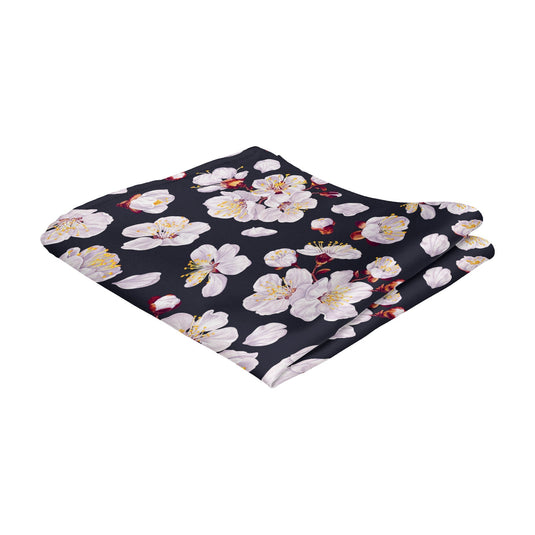 Large Pink Cherry Blossom Midnight Blue Pocket Square