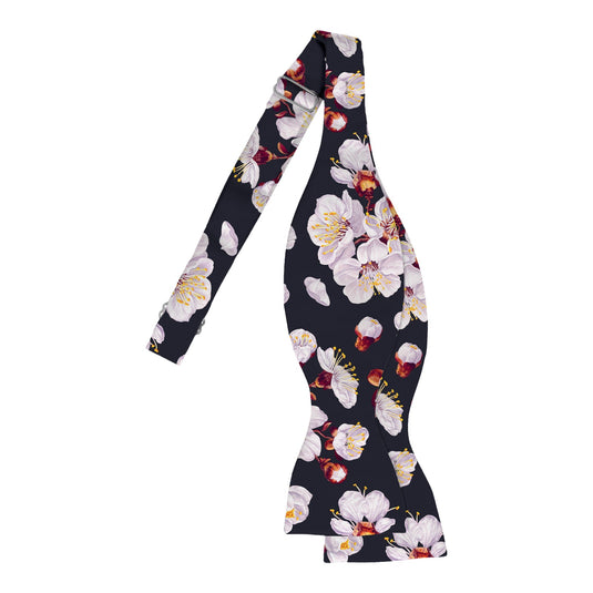 Large Pink Cherry Blossom Midnight Blue Bow Tie