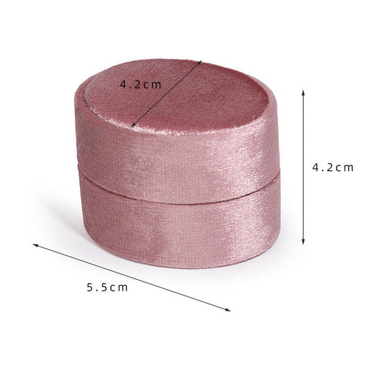 Oval Velvet Double Ring Box Pink Rose