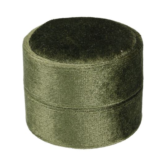 Round Velvet Double Ring Box Olive Green