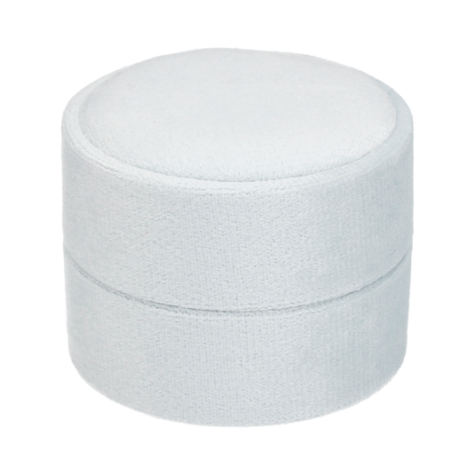 Round Velvet Double Ring Box Iced Blue