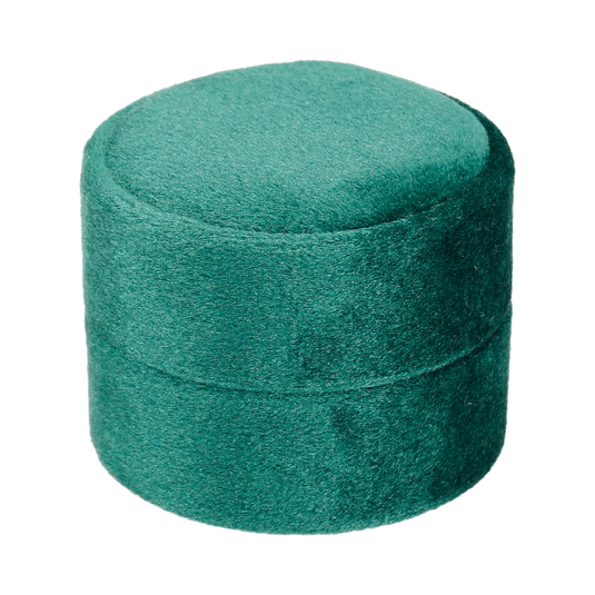 Round Velvet Double Ring Box Emerald Green