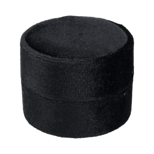 Round Velvet Double Ring Box Black Noir