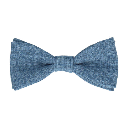 Blue Textured Cotton Linen Bow Tie