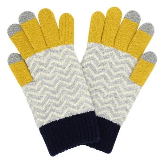 Yellow Tricolour Touchscreen Compatible Gloves