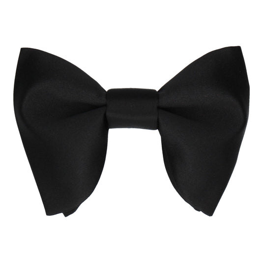 Plain Solid Black Satin Large Evening Bow Tie - Bow Tie with Free UK Delivery - Mrs Bow Tie