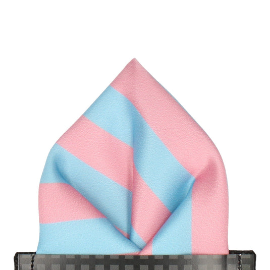 Pink & Light Blue Chunky Stripe Pocket Square - Pocket Square with Free UK Delivery - Mrs Bow Tie