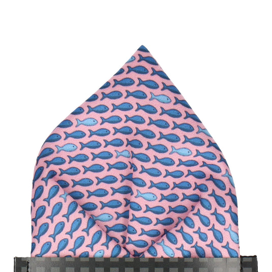 Pink Aquatic Fish Print Pocket Square - Pocket Square with Free UK Delivery - Mrs Bow Tie
