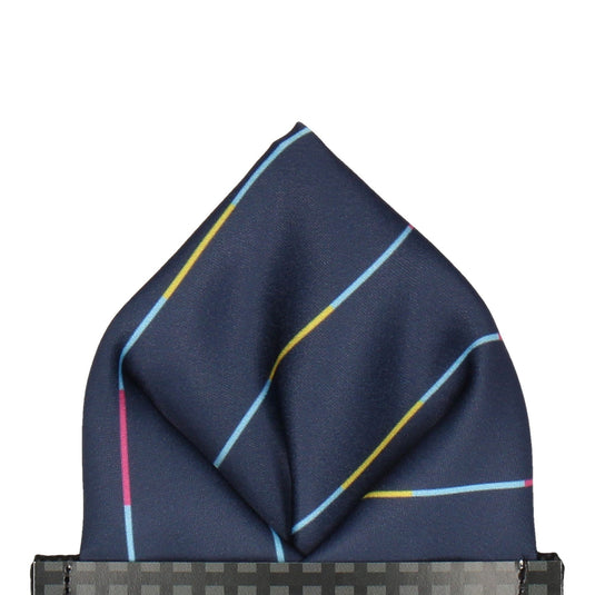 Navy Blue Thin Stripe Pocket Square - Pocket Square with Free UK Delivery - Mrs Bow Tie
