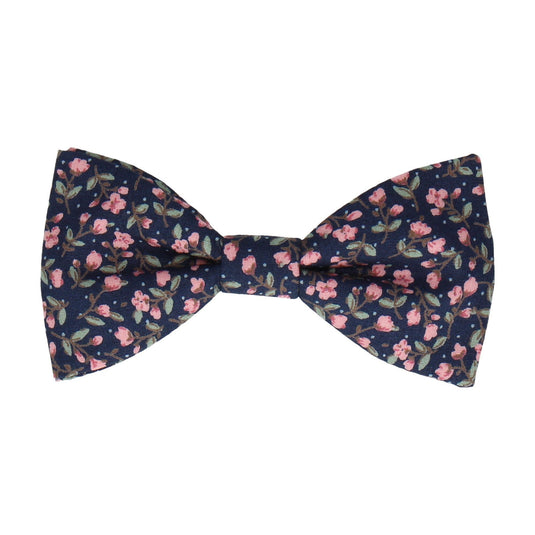 Navy Blue & Pink Ditsy Floral Bow Tie - Bow Tie with Free UK Delivery - Mrs Bow Tie