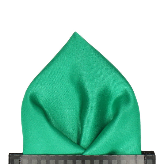 Plain Solid Emerald Green Satin Pocket Square - Pocket Square with Free UK Delivery - Mrs Bow Tie