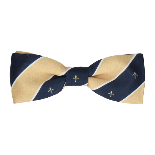 Striped Fleur de Lis Soft Gold Bow Tie - Bow Tie with Free UK Delivery - Mrs Bow Tie
