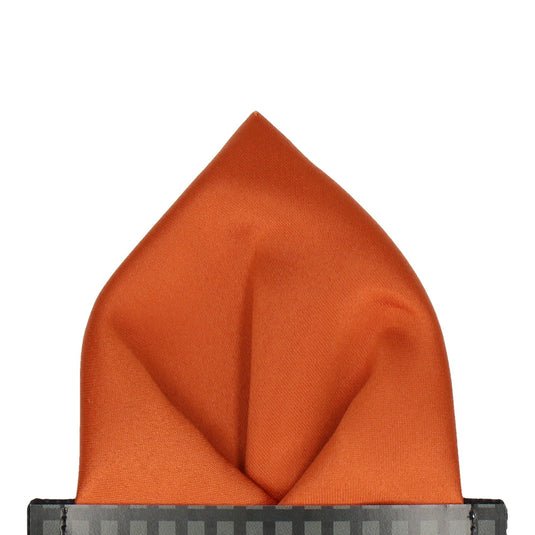 Plain Solid Copper Orange Satin Pocket Square - Pocket Square with Free UK Delivery - Mrs Bow Tie