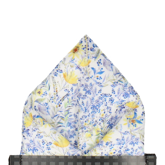 Light Blue & White Floral Pocket Square - Pocket Square with Free UK Delivery - Mrs Bow Tie