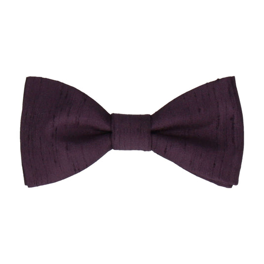 Aubergine Purple Faux Silk Bow Tie - Bow Tie with Free UK Delivery - Mrs Bow Tie