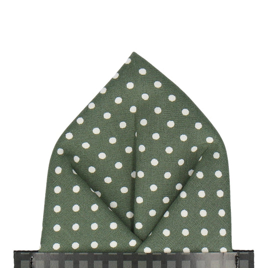 Fennel Green Polka Dots Pocket Square - Pocket Square with Free UK Delivery - Mrs Bow Tie