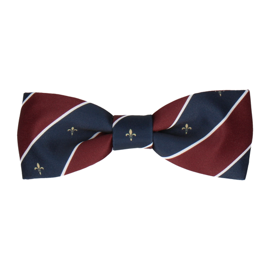 Striped Fleur de Lis Burgundy Red Bow Tie - Bow Tie with Free UK Delivery - Mrs Bow Tie