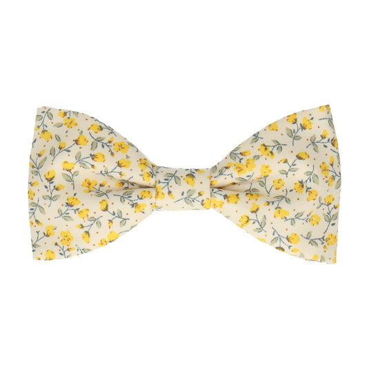 Vintage White & Yellow Ditsy Floral Bow Tie - Bow Tie with Free UK Delivery - Mrs Bow Tie