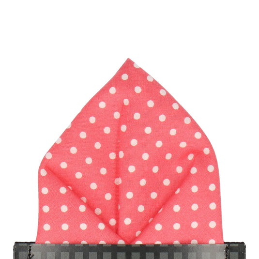 Coral Polka Dots Pocket Square - Pocket Square with Free UK Delivery - Mrs Bow Tie