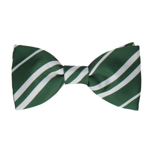 Green & Silver Stripe House Bow Tie - Bow Tie with Free UK Delivery - Mrs Bow Tie