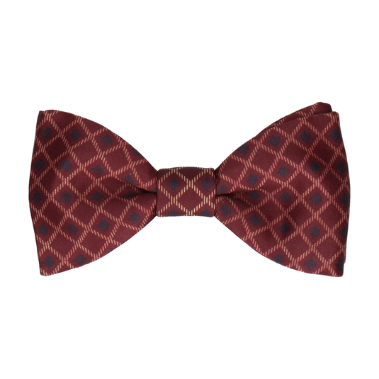 Dark Red Cross Weave Print Bow Tie - Bow Tie with Free UK Delivery - Mrs Bow Tie