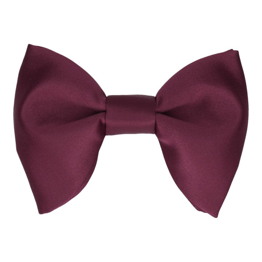 Burgundy Wine Red Plain Solid Satin Large Evening Bow Tie - Bow Tie with Free UK Delivery - Mrs Bow Tie