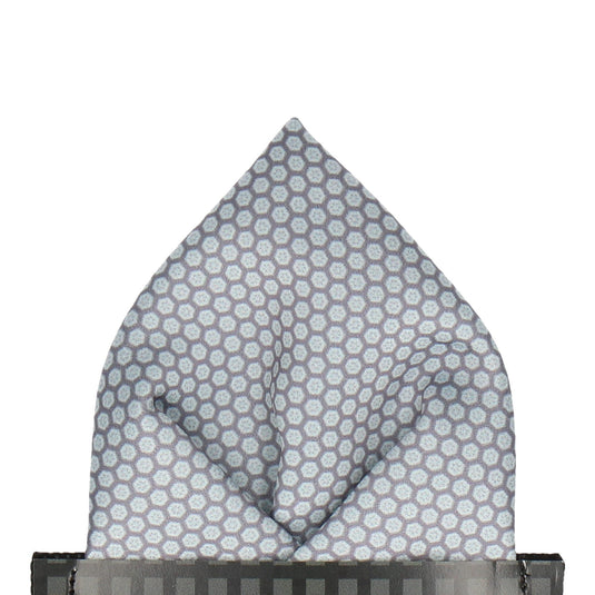 Light Grey Hexagon Pattern Pocket Square - Pocket Square with Free UK Delivery - Mrs Bow Tie