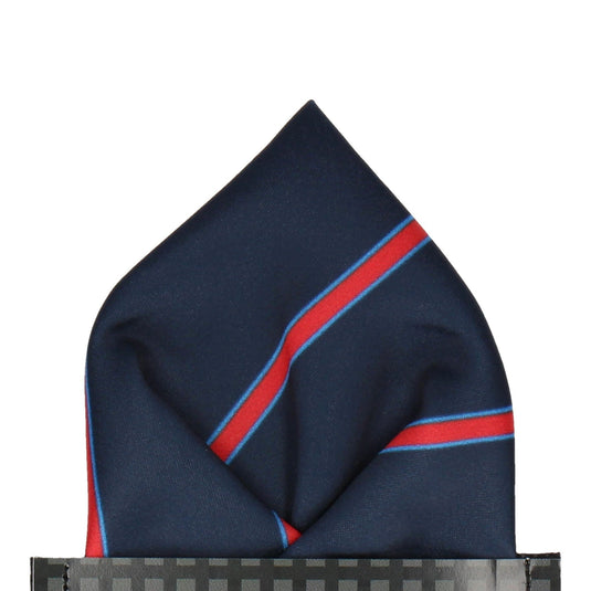 Navy & Red Regimental Stripe Pocket Square - Pocket Square with Free UK Delivery - Mrs Bow Tie