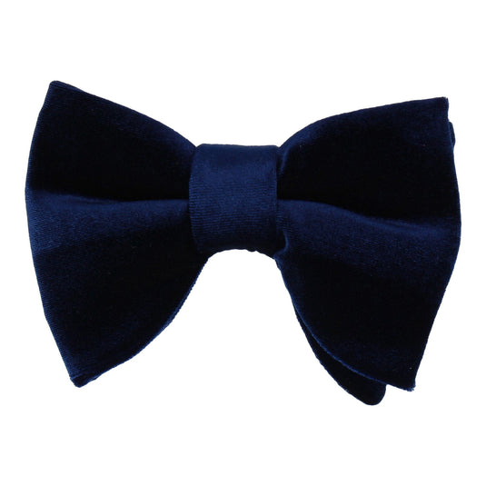 Navy Blue Velvet Large Evening Bow Tie - Bow Tie with Free UK Delivery - Mrs Bow Tie