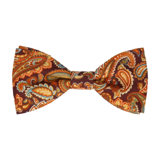 Orange Brown Retro Paisley Bow Tie - Bow Tie with Free UK Delivery - Mrs Bow Tie