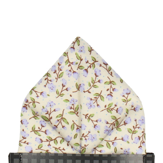 Lilac & Off White Ditsy Floral Pocket Square - Pocket Square with Free UK Delivery - Mrs Bow Tie