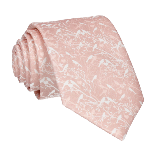 Pink Champagne Love Birds Wedding Tie - Tie with Free UK Delivery - Mrs Bow Tie