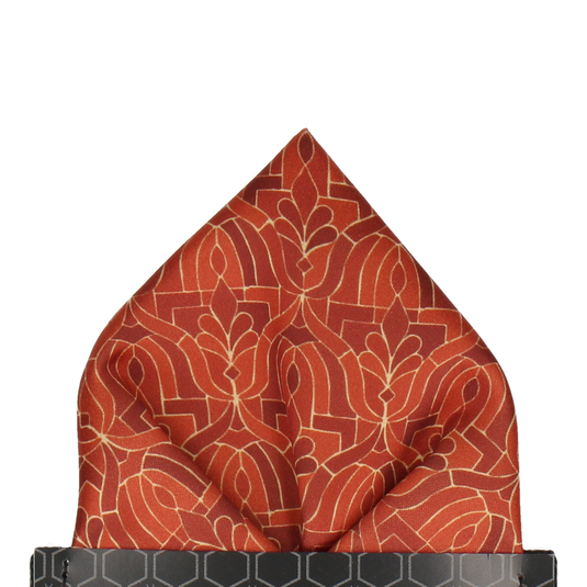 Copper Orange Moroccan Print Pocket Square - Pocket Square with Free UK Delivery - Mrs Bow Tie