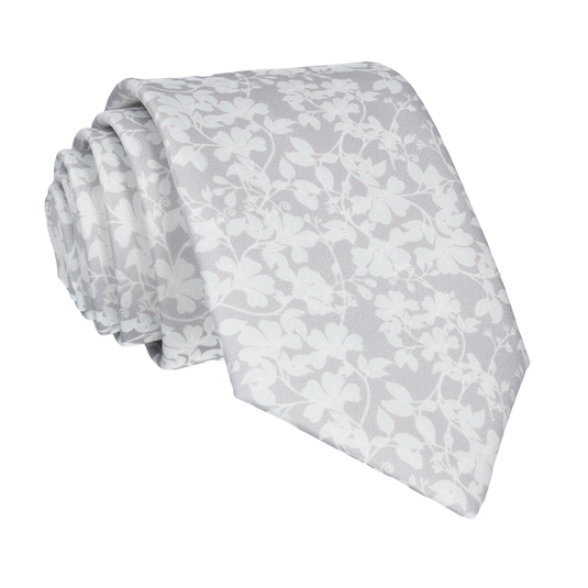 Platinum Grey Vine Wedding Floral Tie - Tie with Free UK Delivery - Mrs Bow Tie