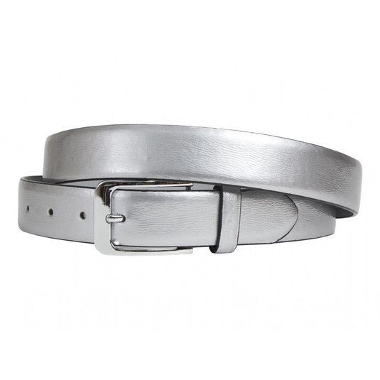 Textured Belt Silver Faux Leather