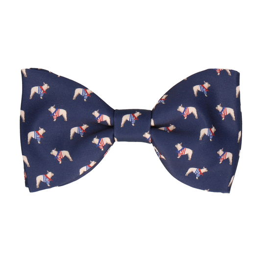 Navy Blue French Bulldog Print Bow Tie - Bow Tie with Free UK Delivery - Mrs Bow Tie