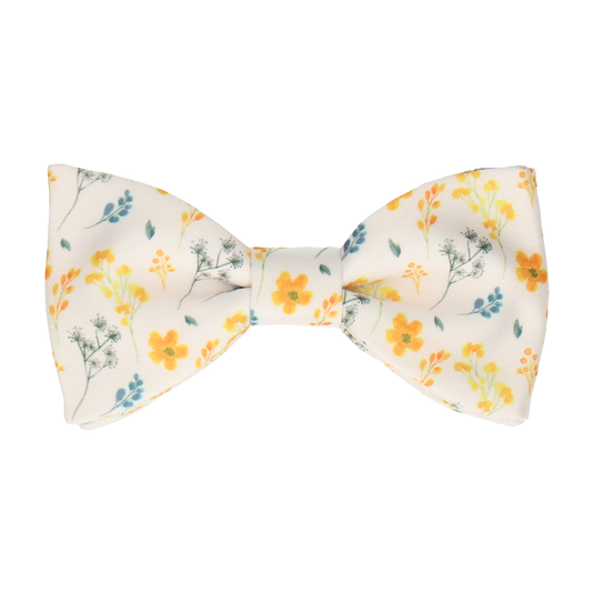 White & Yellow Whimsical Floral Bow Tie - Bow Tie with Free UK Delivery - Mrs Bow Tie