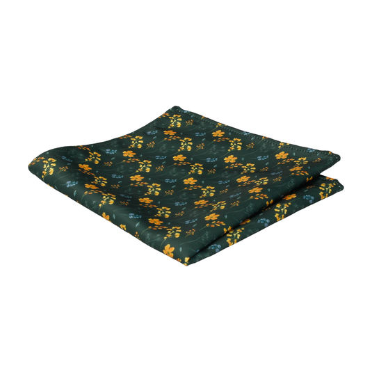 Green & Yellow Whimsical Floral Pocket Square - Pocket Square with Free UK Delivery - Mrs Bow Tie