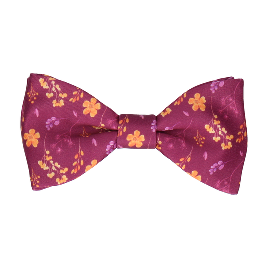 Mulberry & Yellow Whimsical Floral Bow Tie - Bow Tie with Free UK Delivery - Mrs Bow Tie