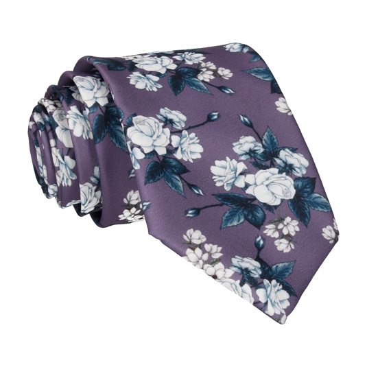 Teal Roses Mauve Purple Tie - Tie with Free UK Delivery - Mrs Bow Tie